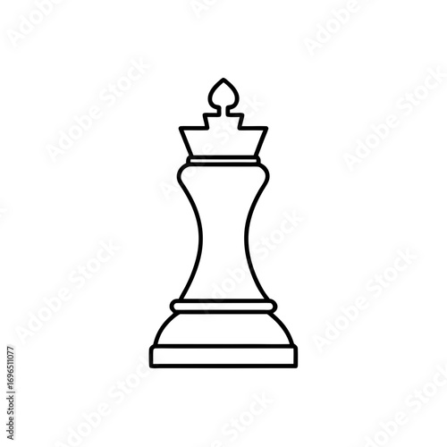 Outline drawing of a chess piece king on transparent background
