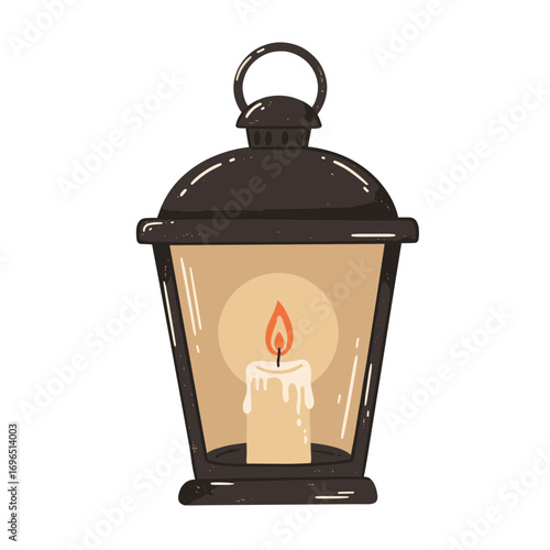 Vintage lantern with candle glowing warmly in inviting ambiance  