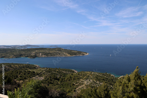 Aerial view of old Primosten town, Croatia