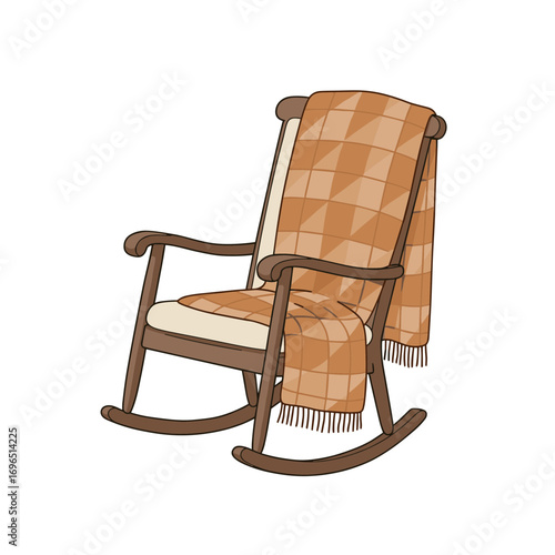 Rocking chair with a plaid blanket for cozy winter comfort  