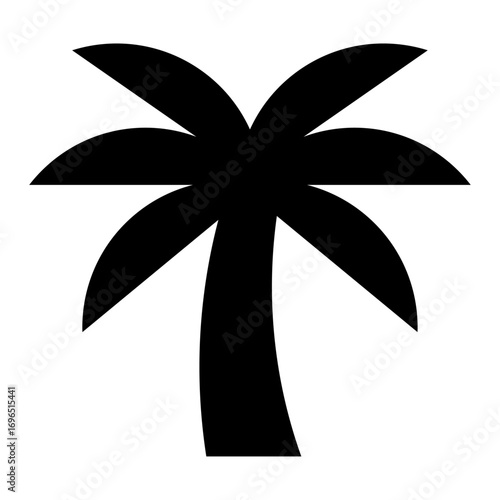 Palm Tree Silhouette Black Isolated on White