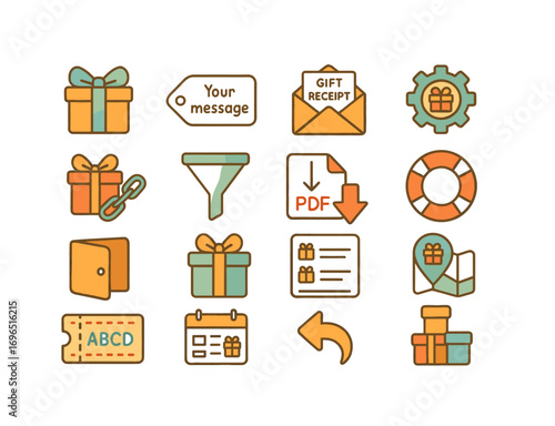 Gift giving and shopping filled icon set. present, delivery, coupon symbols collection