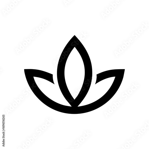 Minimal yoga lotus position logo elegant spa and wellness meditation symbol vector illustration