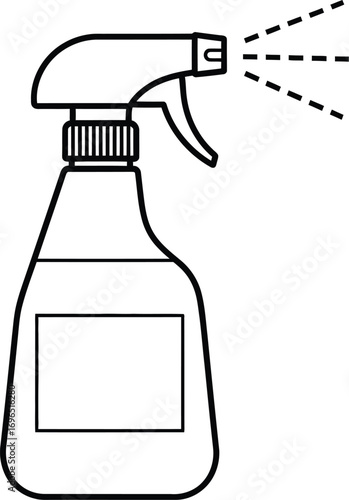 A clean spray bottle dispenses a fine mist, symbolizing hygiene and freshness.