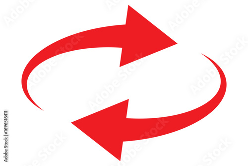 Oval circle rotate arrow icon. Ellipse orbit line arrow symbol. Oval circumference sign. Vector illustration isolated on white background.