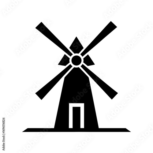 Silhouette of windmill simple renewable energy sustainable power source vector design artwork