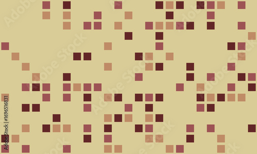 Abstract geometric background with scattered squares in earthy tones.  Perfect for website banners, presentations, or modern design projects. Represents data, technology, or a pixelated texture.