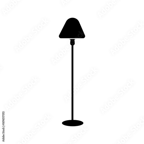 Standing floor lamp icon tall silhouette minimal modern lighting vector design illustration