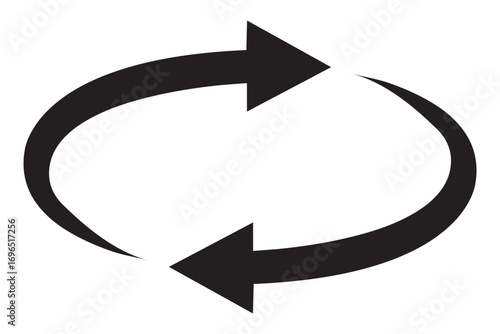 Oval circle rotate arrow icon. Ellipse orbit line arrow symbol. Oval circumference sign. Vector illustration isolated on white background.