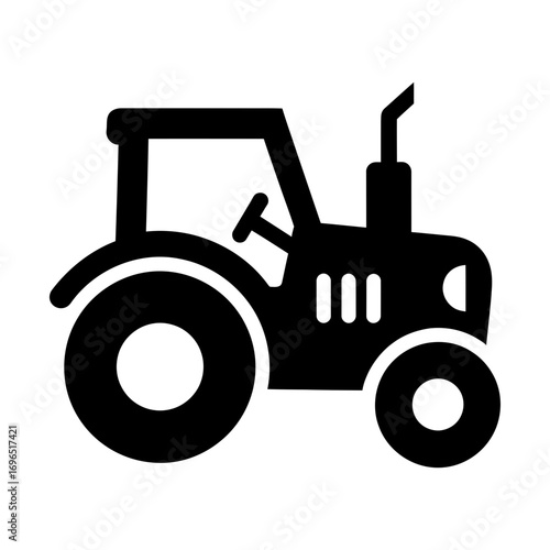 tractor glyph icon representing farming machinery and agriculture
