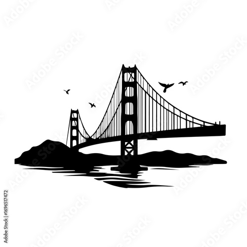bridge vector illustration, bridge, architecture, river, water, suspension, city, sky, night, san francisco, road, transportation, travel, landmark, lisbon, bay, sea, gate, portugal, structure, cable,