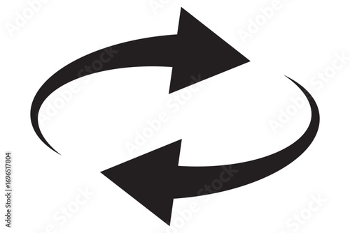 Oval circle rotate arrow icon. Ellipse orbit line arrow symbol. Oval circumference sign. Vector illustration isolated on white background.