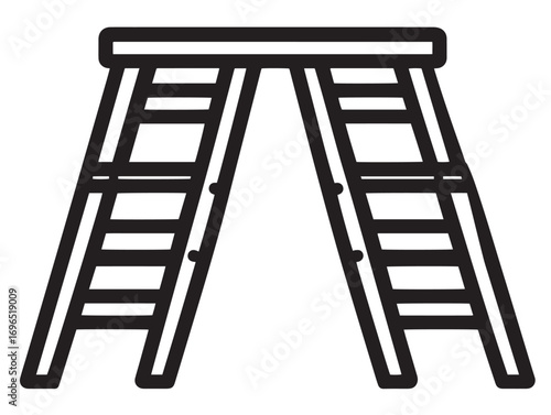 Classic Scaffolding Ladder Icon in Sleek Clean Minimal Vector Illustration