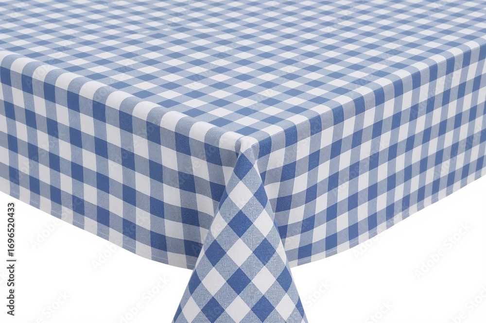 Fototapeta premium Tablecloth made of blue fabric with a checkered pattern