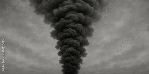 Billowing white smoke against a black background