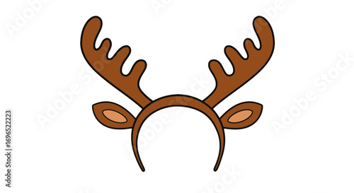 Festive reindeer antlers headband holiday costume christmas party decoration cartoon illustration design on transparent background
