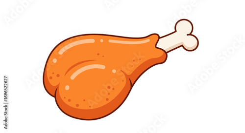 Crispy fried chicken leg drumstick tasty delicious food meal lunch dinner poultry cartoon illustration on transparent background