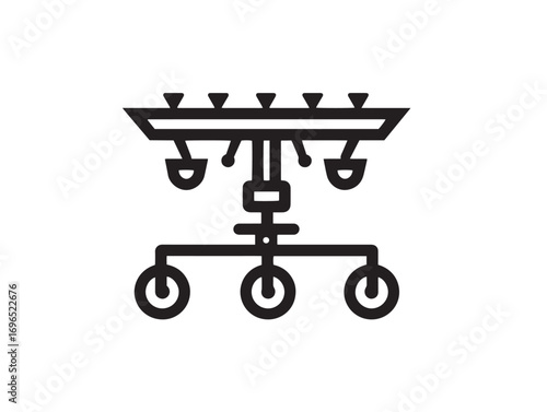 Professional Seed Drill Attachment Icon in Clean Minimal Line Vector Design
