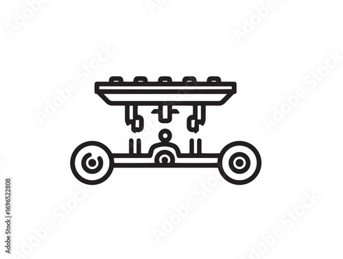 Modern Seed Drill Attachment Icon in Sleek Minimal Farming Vector Illustration