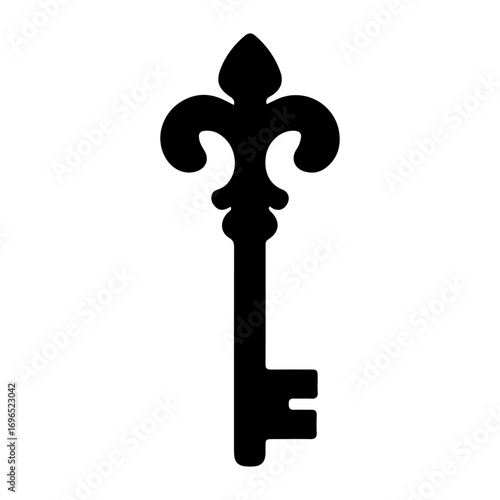 Ornate fleur de lis key silhouette symbol