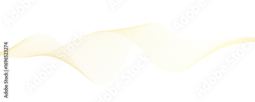 Luxury abstract gold wavy line pattern (guilloche curves) with copy space. Elegant golden color smooth gradient on white background.