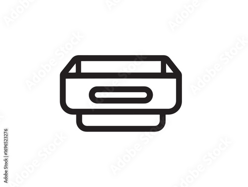Classic Seed Drill Box Icon in Clean Minimal Agricultural Vector Line Art