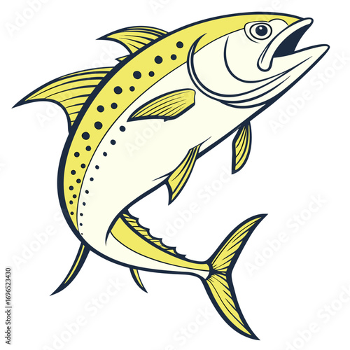 Yellowtail tuna fish jumping