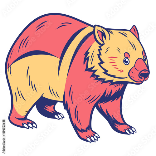 Stylized cartoon illustration of a wombat
