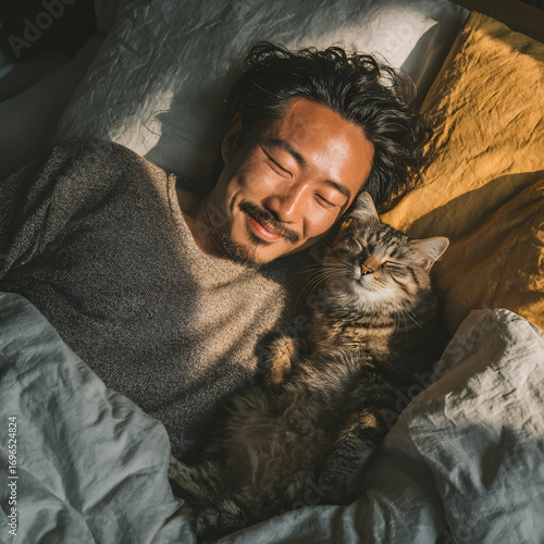 cat, animal, pet, woman, kitten, domestic, love, people, child, person, boy, feline, friendship, pets, fur, teenager, bed, vet, sleeping, care, smile, face, beauty, holding