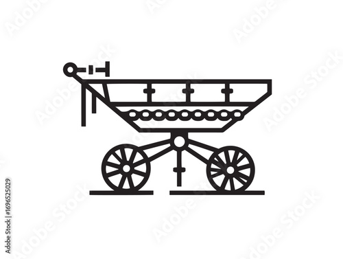 Efficient Seed Drill Box Icon in Sleek Minimal Clean Farming Vector Illustration