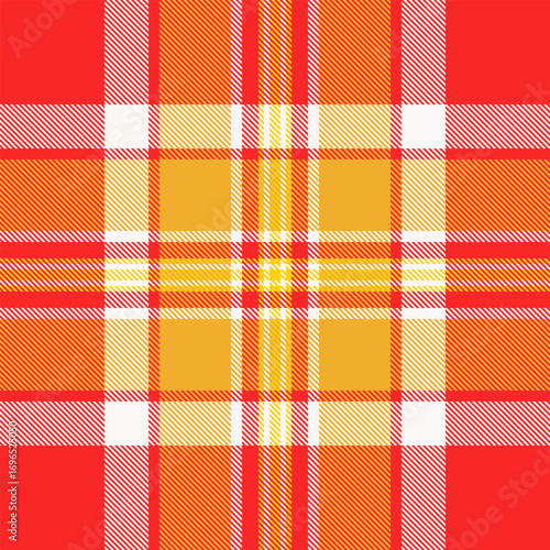 Modern texture pattern seamless, hippy tartan plaid vector. Countryside check fabric textile background in red and amber colors.