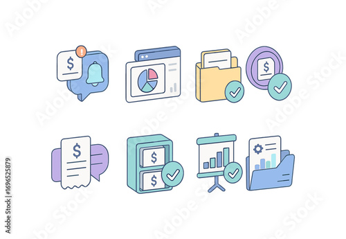 Finance, accounting outline icon set. budget, invoice, payment icons outline collection