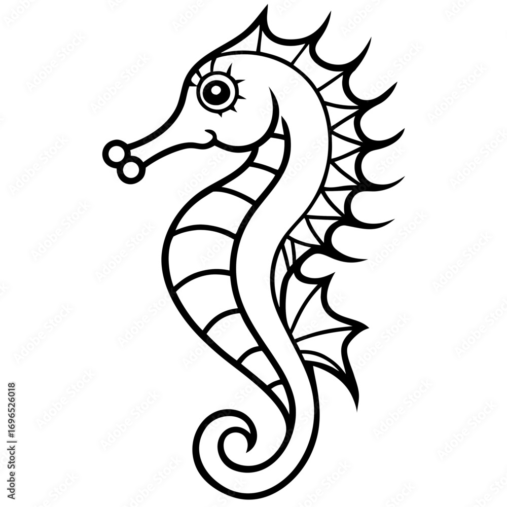 Naklejka premium Oceanic Seahorse Jewel a simple line art vector