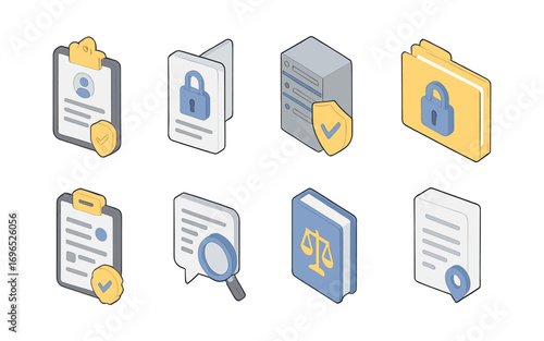 Security, privacy line icon set. data protection, digital safety line collection