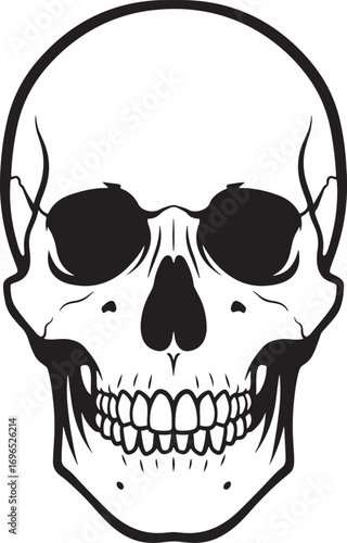 Black and white skull design vector illustration for halloween or day of the dead