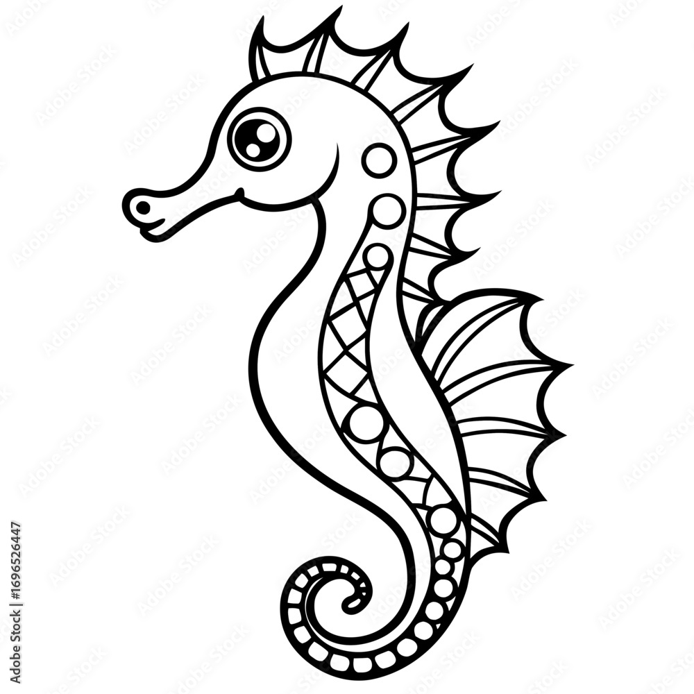 Fototapeta premium Oceanic Seahorse Jewel a simple line art vector