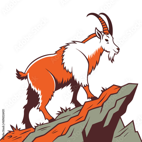 Illustration of an ibex standing on a rock