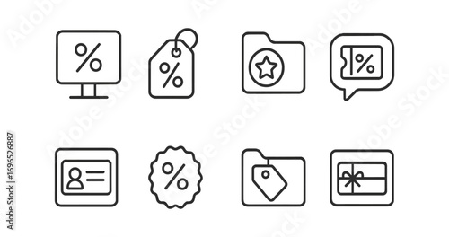 E-commerce, shopping outline icon set. online business, sales, retail icons outline collection