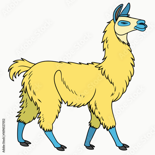 Cute yellow llama cartoon character