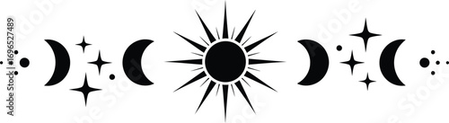 Sun moon stars vector illustration celestial astrology design