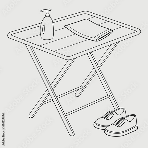Simple outline icon of a collapsible table for design and illustration