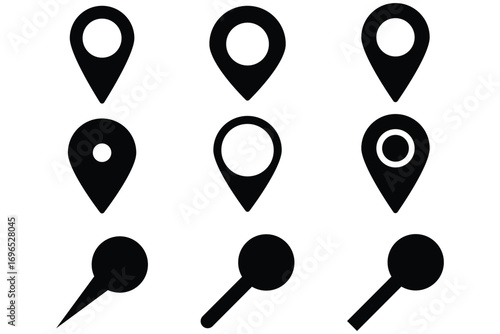 Location pins in black and red colors Set of location pin icon vector. location vector icon set. point illustration sign collection. position symbol. place logo. red pin isolated. map pin location 