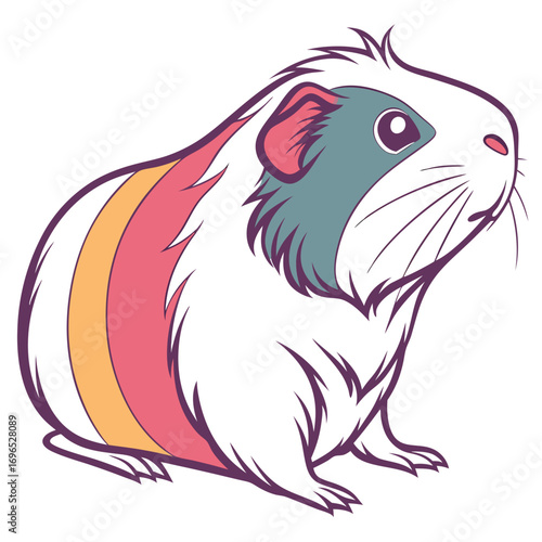 Cute guinea pig with colorful stripes