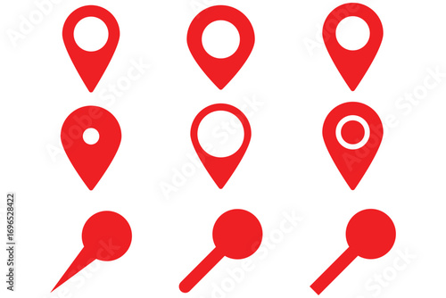 Location pins in black and red colors Set of location pin icon vector. location vector icon set. point illustration sign collection. position symbol. place logo. red pin isolated. map pin location 