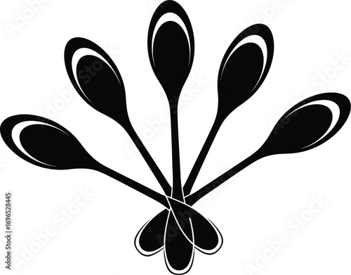 Black and white spoons kitchen utensils cooking equipment design