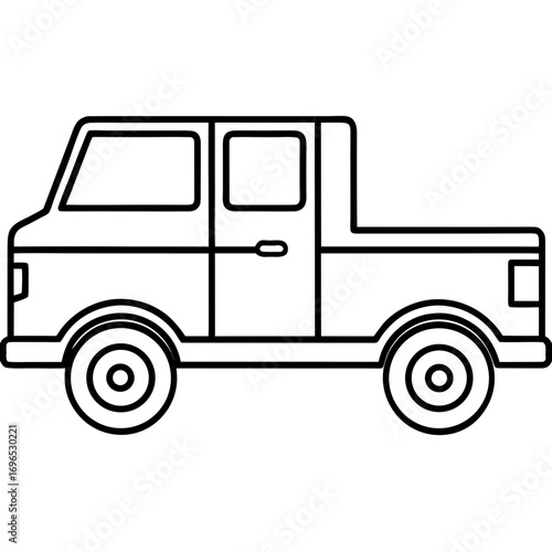 Pickup Truck Icon line art vector