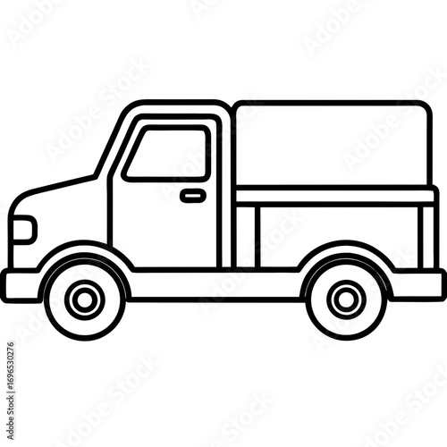 Pickup Truck Icon line art vector