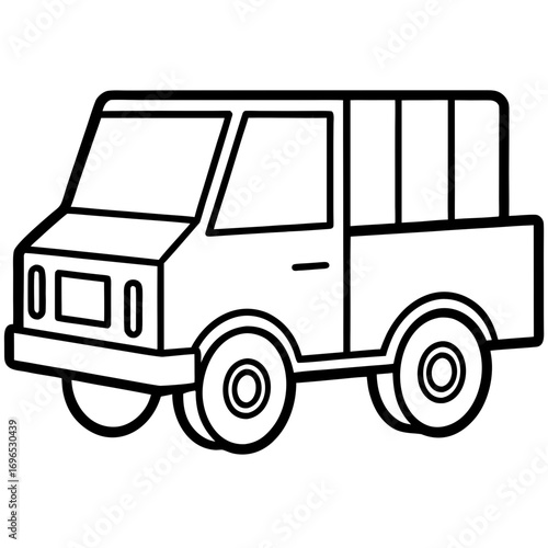 Pickup Truck Icon line art vector