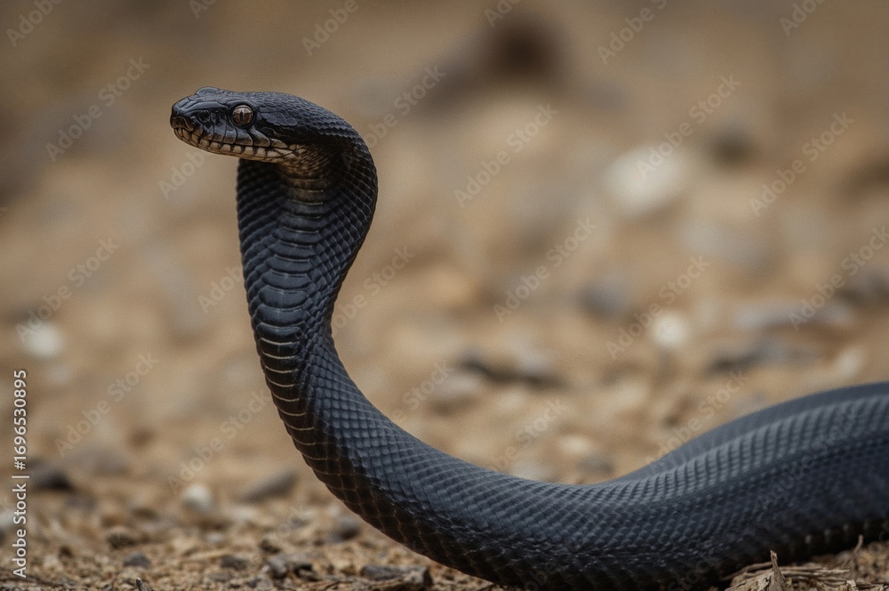 Fototapeta premium Close-up of an Indigo Snake Lifting Its Head