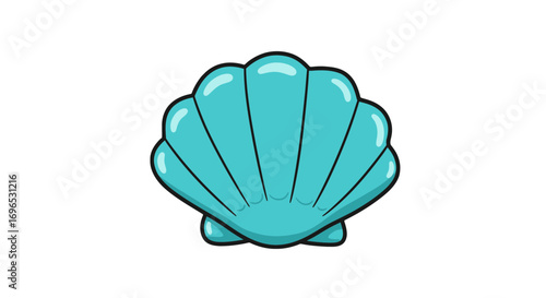 Aqua seashell ocean sea shell marine life beach summer vacation coastal decor nautical theme clam scallop on transparent background